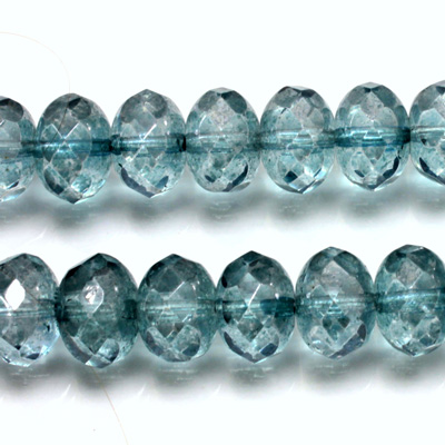 Czech Glass Fire Polish Bead - Rondelle Donut 11x7MM LUMI COATED BLUE