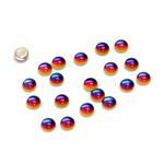 Glass Medium Dome Foiled Cabochon - Round 04MM Coated VULCANO