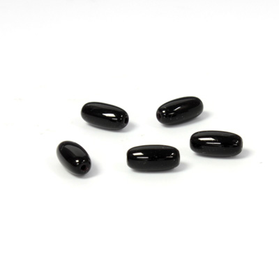 Czech Pressed Glass Bead - Smooth Oval 09x4MM JET