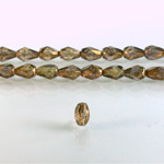 Czech Glass Fire Polish Bead - Pear 07x5MM LUMI COATED TAUPE