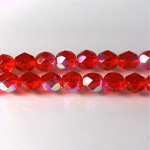 Czech Glass Fire Polish Bead - Round 07MM LT RUBY AB