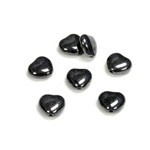 Czech Pressed Glass Bead - Smooth Heart 08x8MM HEMATITE