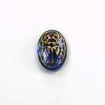 German Glass Flat Back Foiled Scarab with Gold Engraving - 14x10MM SAPPHIRE