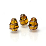 Czech Glass Lampwork Bead - Pear 13x9MM COPPER WRAP TOPAZ