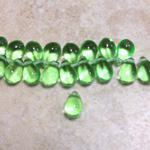 Czech Pressed Glass Pendant - Smooth Drop 9x6MM PERIDOT