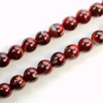 Czech Pressed Glass Bead - Smooth Round 08MM TIGEREYE RED