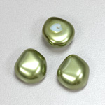 Glass Cabochon Baroque Top Pearl - Potato 18x16MM DARK OLIVE