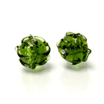 Glass Lampwork Bead - Round Sputnik 12MM OLIVENE SILVER LINE