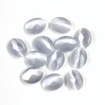 Fiber-Optic Flat Back Cabochon - Rauten Rose Oval 08x6MM CAT'S EYE LT GREY