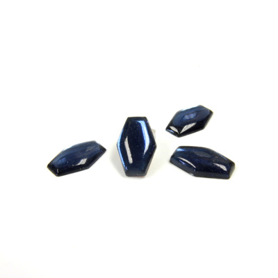 Glass Cabochon Buff Top  Foiled Hexagon 12x8MM MONTANA