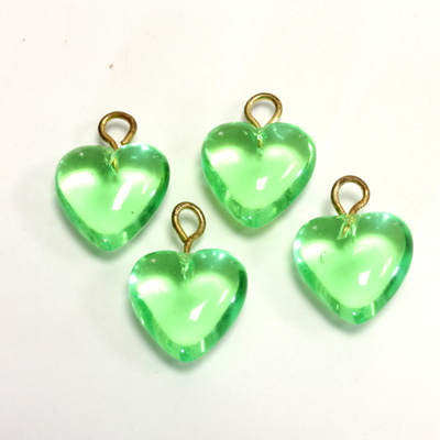 Plastic Pendant - Puff Heart with Brass Loop 11MM PERIDOT