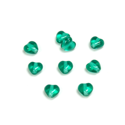 Czech Pressed Glass Bead - Smooth Heart 06x6MM EMERALD