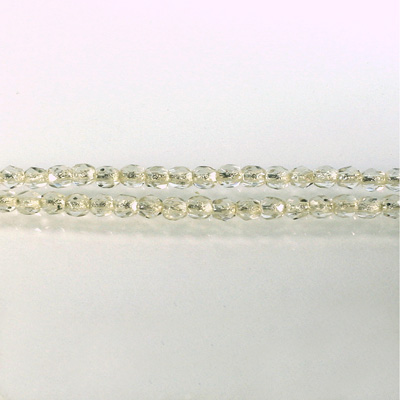 Czech Glass Fire Polish Bead - Round 03MM CRYSTAL SILVER LINE