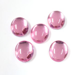 Plastic Flat Back Foiled Cabochon - Oval 12x10MM ROSE