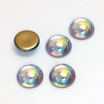 Glass Medium Dome Foiled Cabochon - Round 11MM LT SAPPHIRE AB