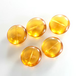 Czech Pressed Glass Bead - Lentil Round 15MM TOPAZ