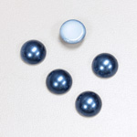 Glass Medium Dome Cabochon Pearl Spray Finish - Round 10MM NAVY