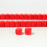 Czech Pressed Glass Bead - Cube 05x7MM CHERRY RED