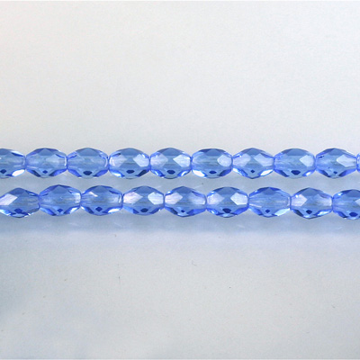 Czech Glass Fire Polish Bead - Oval 06x4MM SAPPHIRE