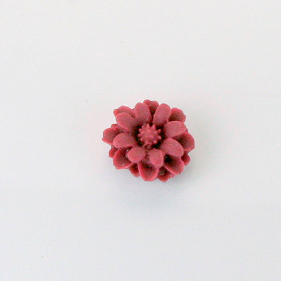 Plastic Carved No-Hole Flower - Dahlia 12MM MATTE MAROON