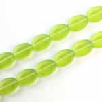 Czech Pressed Glass Bead - Flat Oval 12x9MM MATTE OLIVINE