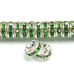 Czech Rhinestone Rondelle - Round Wavy 06MM PERIDOT-SILVER