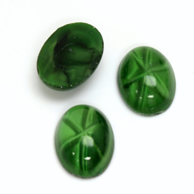 Glass Medium Dome Lampwork Cabochon - Oval 18x13MM STAR EMERALD