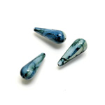 Plastic Bead - Marbelized Smooth Pear 20x8MM SEA BLUE