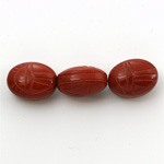 Gemstone Scarab Bead with Large Hole - Oval 16x12MM RED JASPER