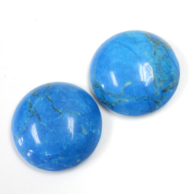 Gemstone Cabochon - Round 20MM HOWLITE DYED TURQUOISE