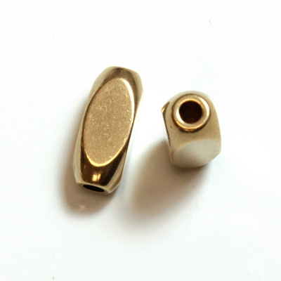 Brass Machine Made Bead - Fancy Rectangle 12x5MM RAW BRASS