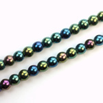 Czech Pressed Glass Bead - Smooth Round 06MM IRIS GREEN