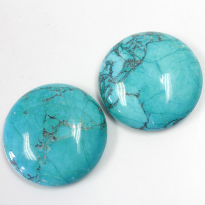 Gemstone Cabochon - Round 25MM HOWLITE DYED CHINESE TURQ