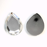 Plastic Flat Back Foiled Rose Cut Rhinestone - Pear 25x18MM CRYSTAL