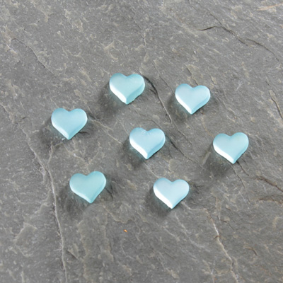 Glass Buff Top Foiled Cabochon - Heart 05MM MATTE AQUA