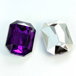 Plastic Point Back Foiled Stone - Cushion Octagon 25x18MM AMETHYST