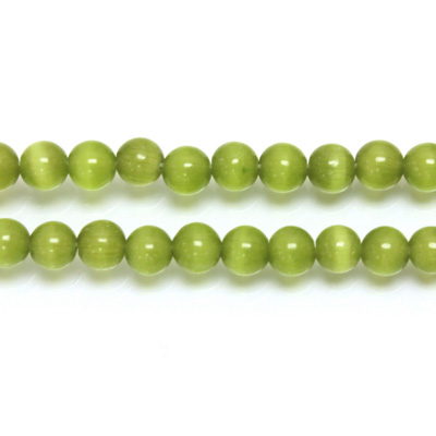 Fiber-Optic Synthetic Bead - Cat's Eye Smooth Round 05MM CAT'S EYE OLIVE
