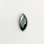 Glass Flat Back Rose Cut Glass Opaque Coated Stone - Navette 15x7MM HEMATITE