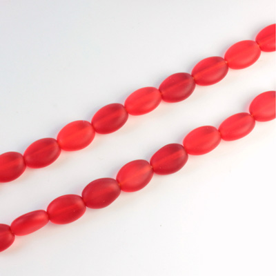 Czech Pressed Glass Bead - Flat Oval 08x6MM MATTE RUBY