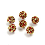 Czech Crystal Rhinestone Ball - 06MM LT SIAM RUBY-GOLD