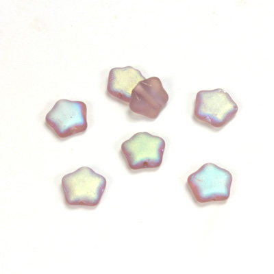 Czech Pressed Glass Bead - Star 08MM MATTE LT AMETHYST AB