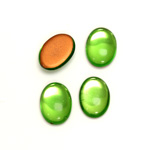 Glass Medium Dome Foiled Cabochon - Oval 14x10MM PERIDOT