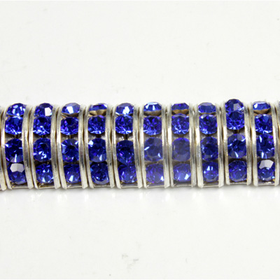 Czech  Rhinestone Rondelle - Half Moon 13X6MM SAPPHIRE-SILVER