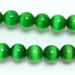 Fiber-Optic Synthetic Bead - Cat's Eye Smooth Round 10MM CAT'S EYE GREEN