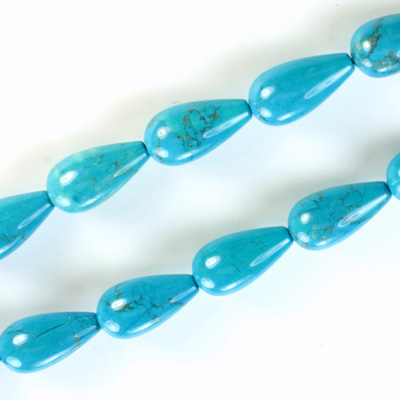 Gemstone Bead - Pear Smooth 15x8MM HOWLITE DYED TURQUOISE