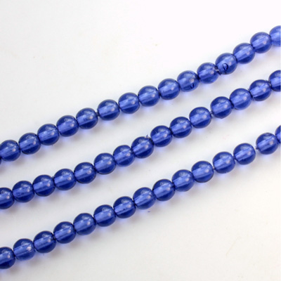 Czech Pressed Glass Bead - Smooth Round 04MM COBALT