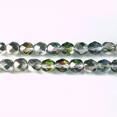 Czech Glass Fire Polish Bead - Round 06MM 1/2 Coated VITRAIL MEDIUM