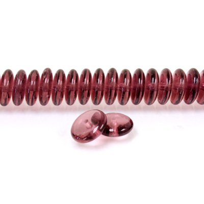 Czech Pressed Glass Bead - Smooth Rondelle 8MM AMETHYST