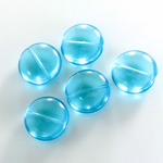 Czech Pressed Glass Bead - Lentil Round 15MM AQUA