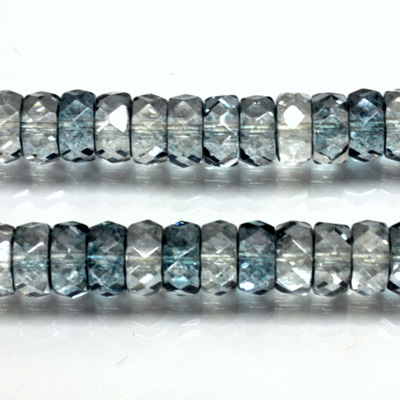 Czech Glass Fire Polished Bead - Rondelle 08x4MM LUMI COAT BLUE